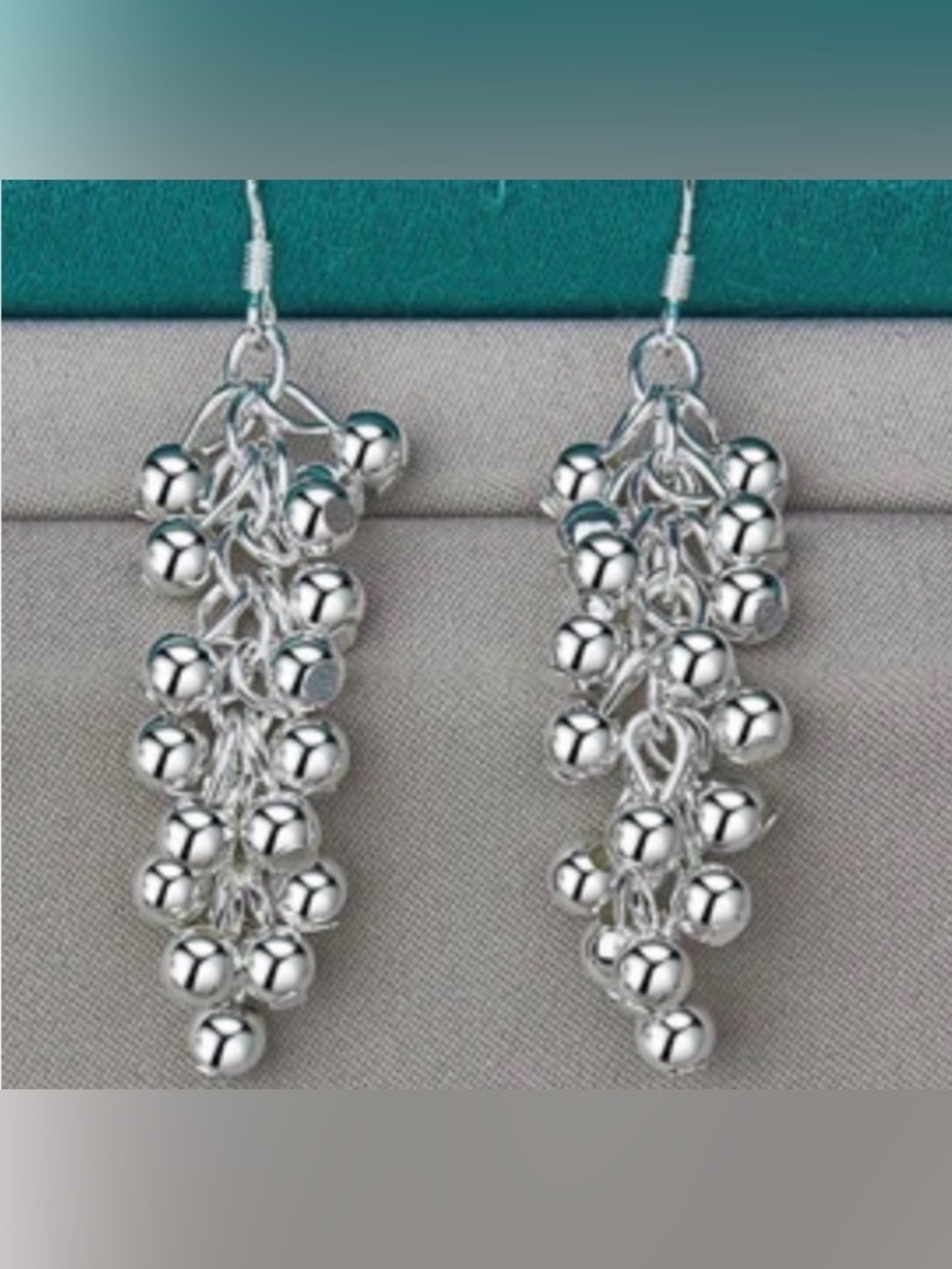 925 Sterling Silver Smooth Grape Bead Ball Earrings chandelier New